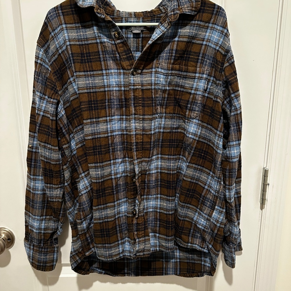 Eddie Bauer Brown and Blue Checkered Shirt
